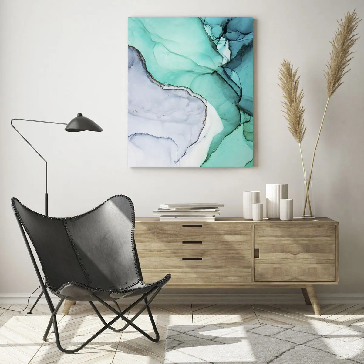 Schilderen op glas - Een studie in turkoois - 50x70 cm