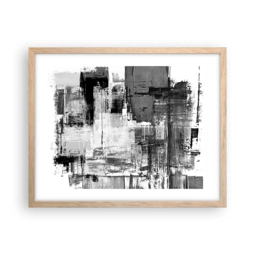 Een poster in een licht eiken lijst - Grijs is prachtig - 50x40 cm