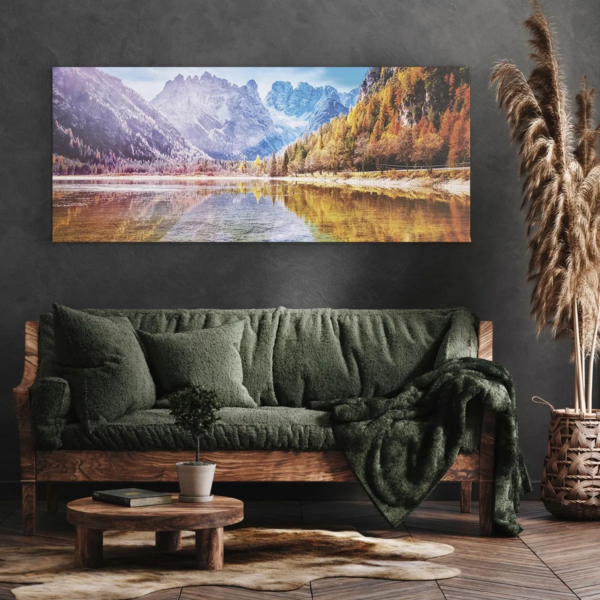 Schilderen op canvas - En het is al herfst in de bergen - 90x30 cm