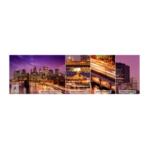 Fotobehang Monster Zelfklevend Deluxe Sticker - Violet-goud Manhattan - Stad, New York, Architectuur - 100x30 cm