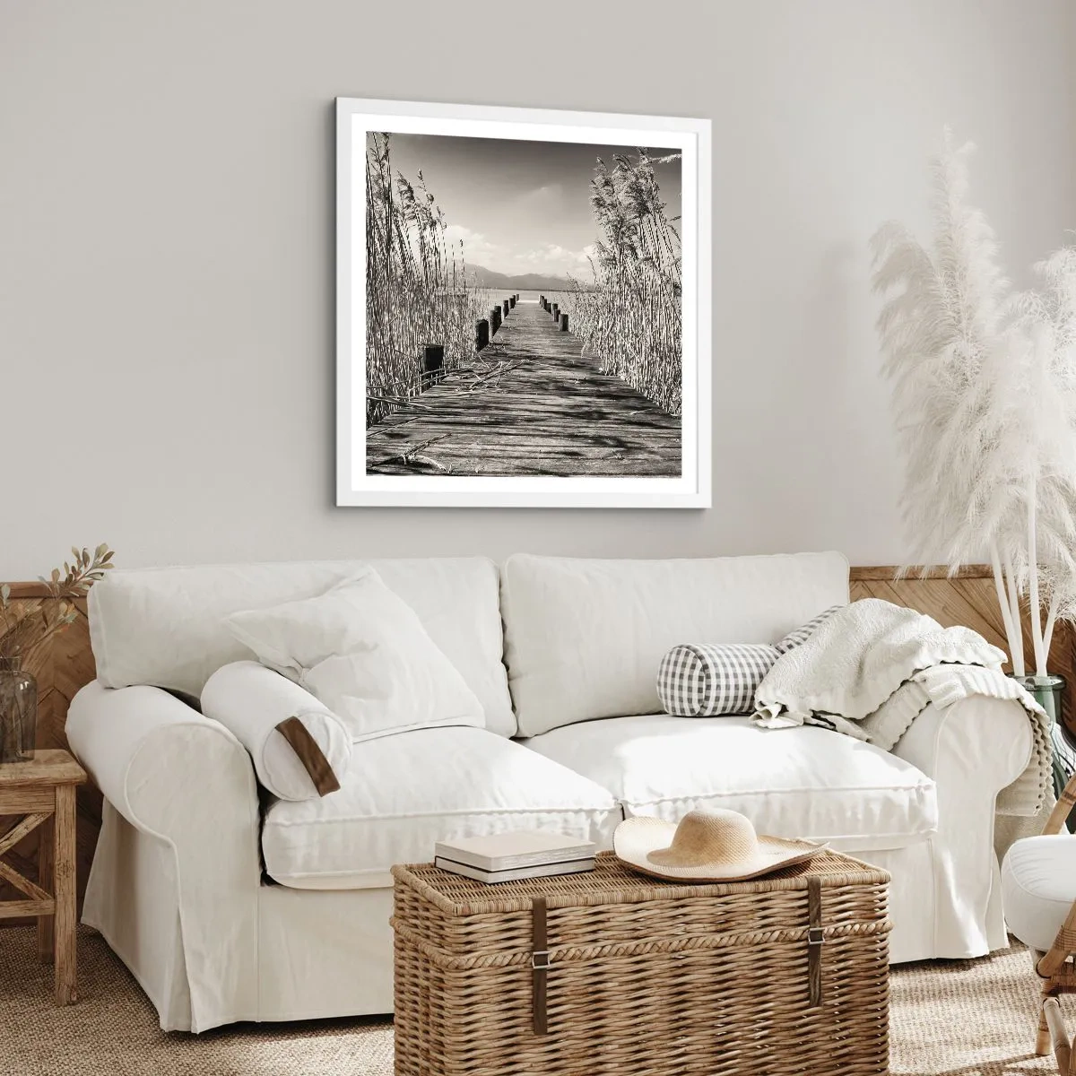 Poster in een witte lijst - In de stilte van het gras - 50x50 cm