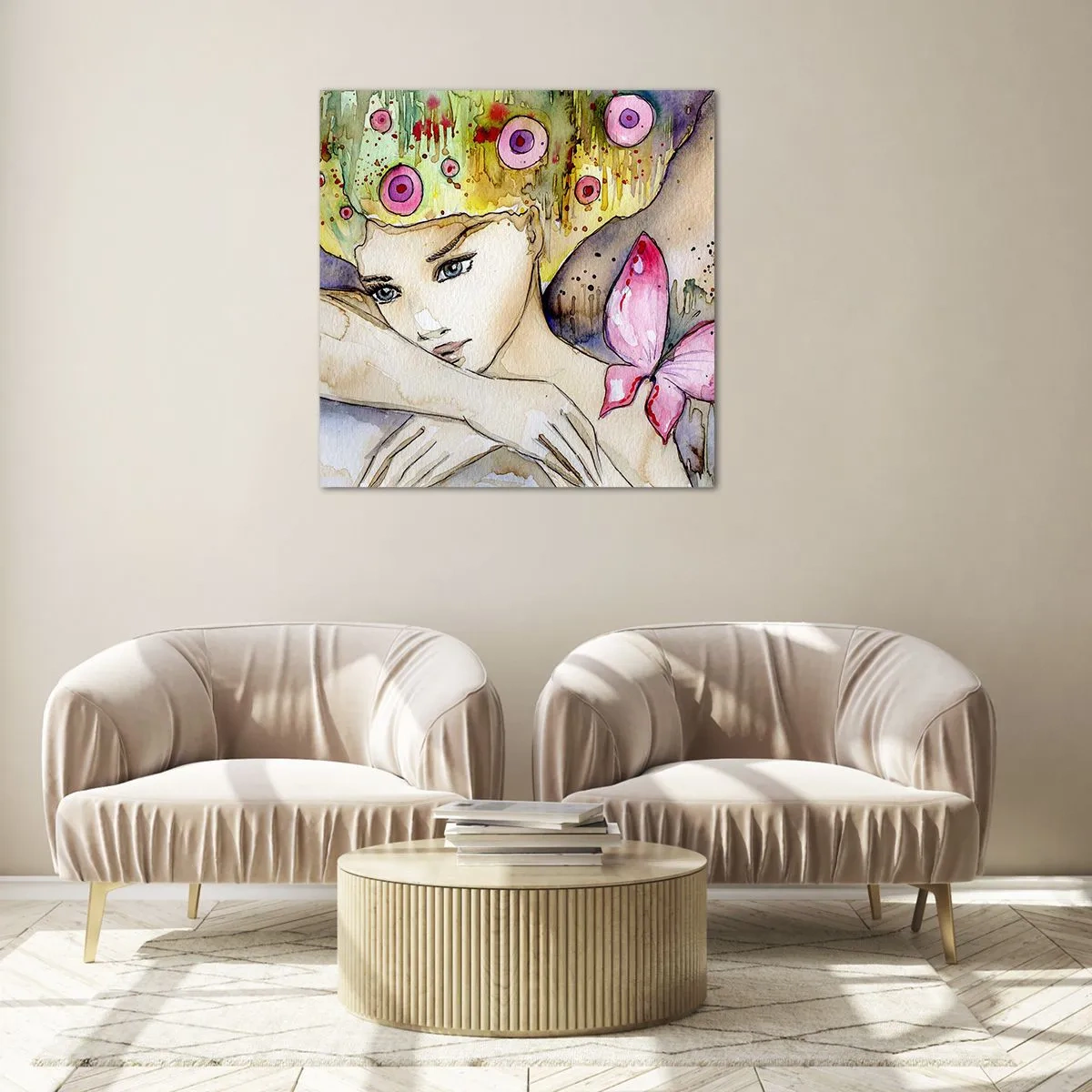 Schilderen op glas - Vlinderprinses - 40x40 cm