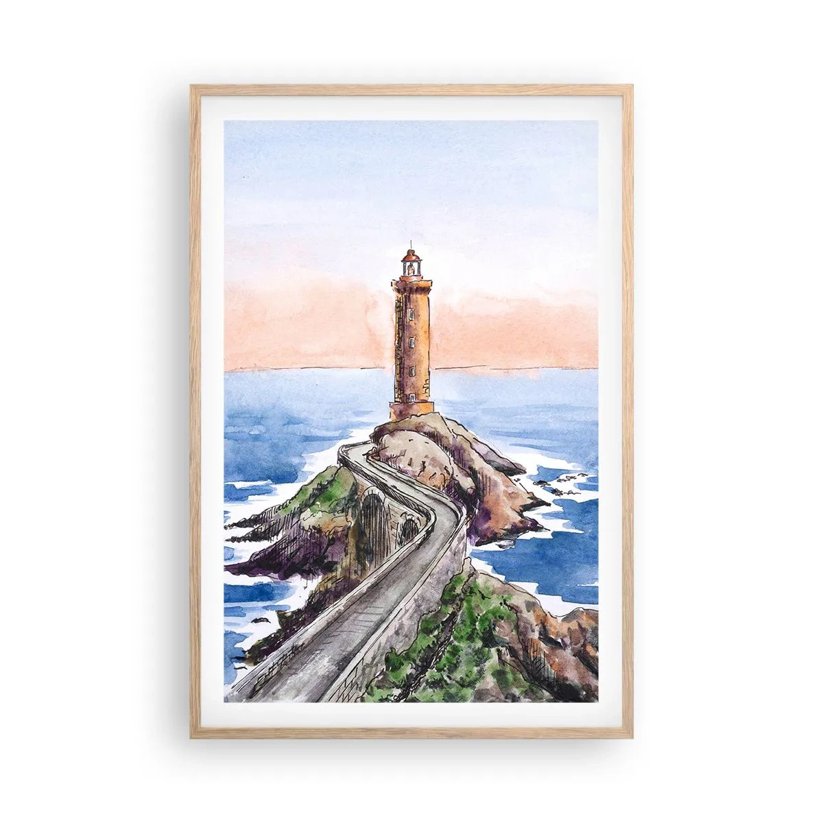 Een poster in een licht eiken lijst - Kijkend naar de zee - 61x91 cm