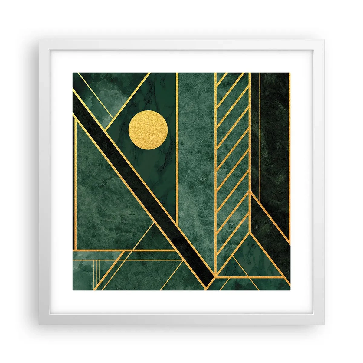 Poster in een witte lijst - Dynamiek van goud en azuur - 40x40 cm