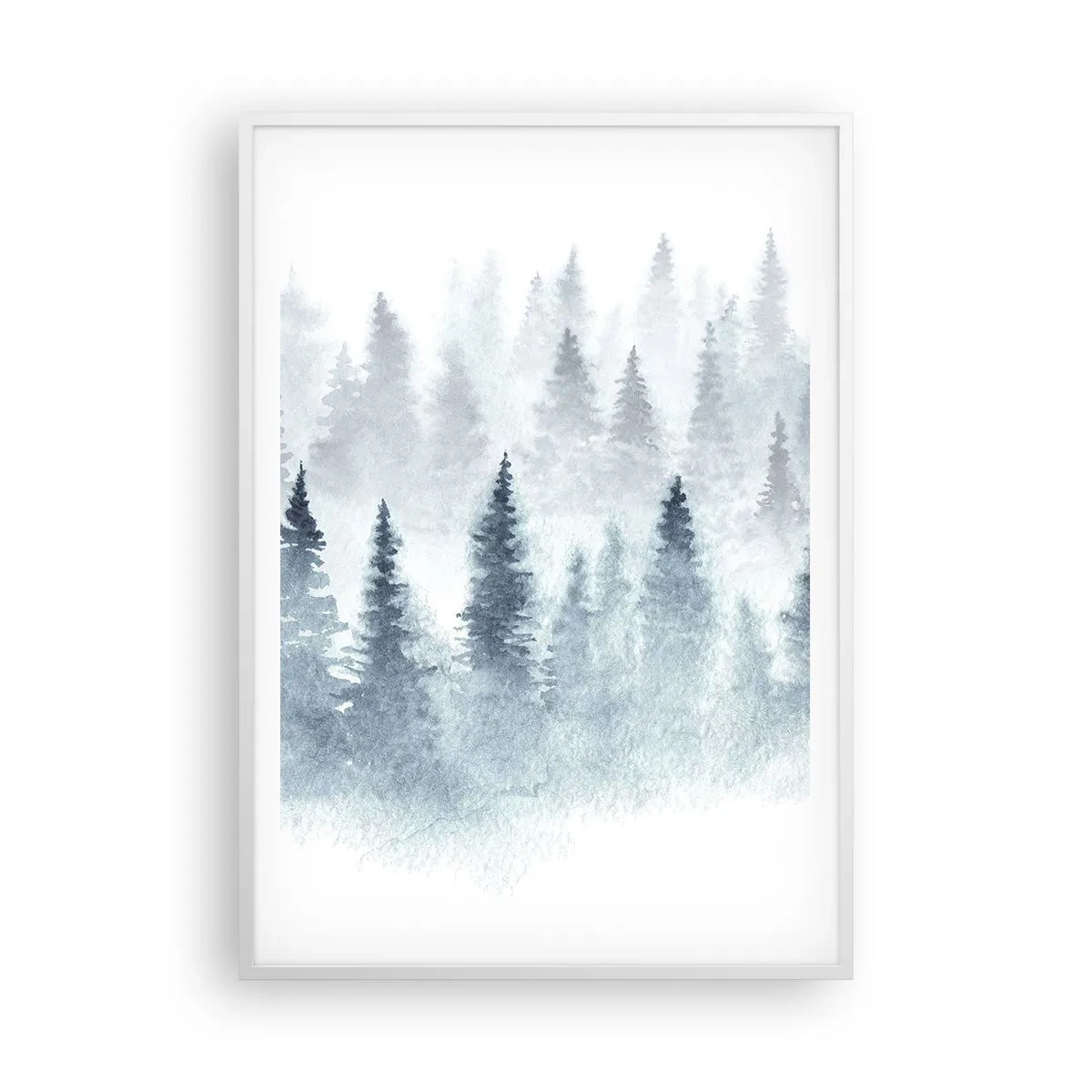 Poster in een witte lijst - Gehuld in mist - 70x100 cm