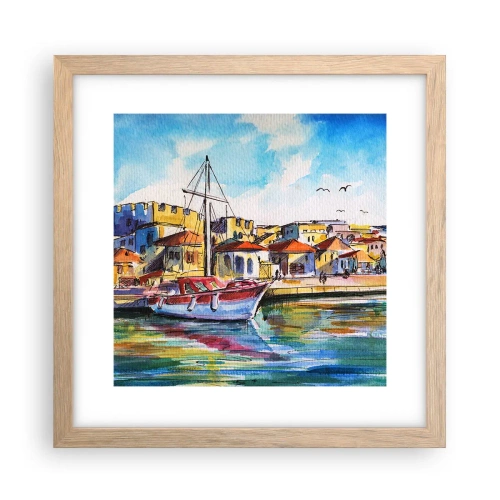 Een poster in een licht eiken lijst - Regenboogmiddag - 30x30 cm