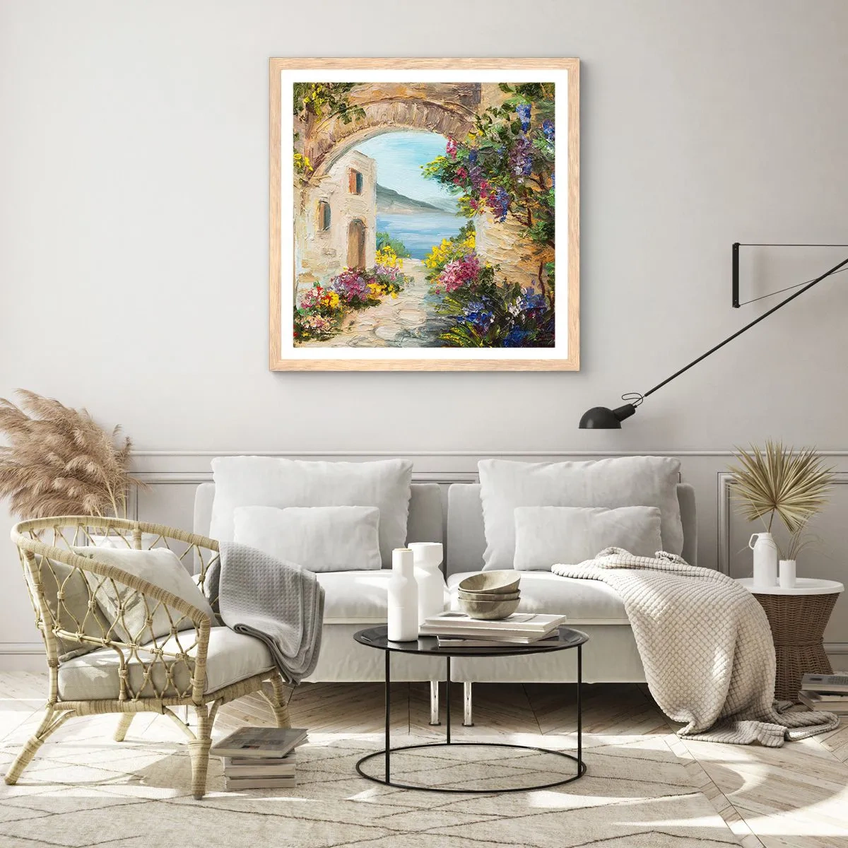 Een poster in een licht eiken lijst - De charme van een kustprovincie - 60x60 cm