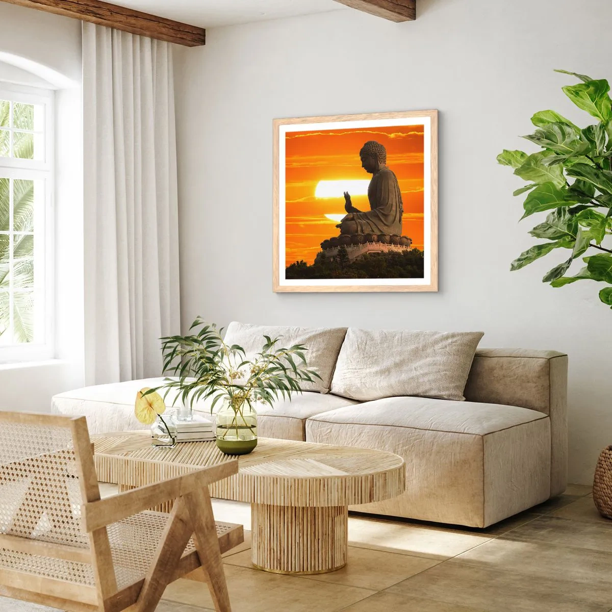 Een poster in een licht eiken lijst - Geen angst voor de wereld - 40x40 cm