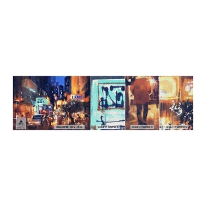 Fotobehang Monster Premium Canvas - En de stad is wakker - Stad, Mensen, Architectuur - 100x30 cm