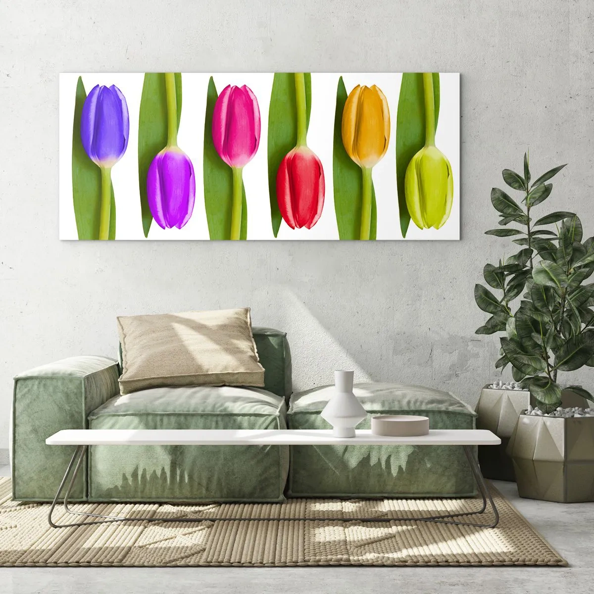 Schilderen op glas - Regenboog compositie - 100x40 cm