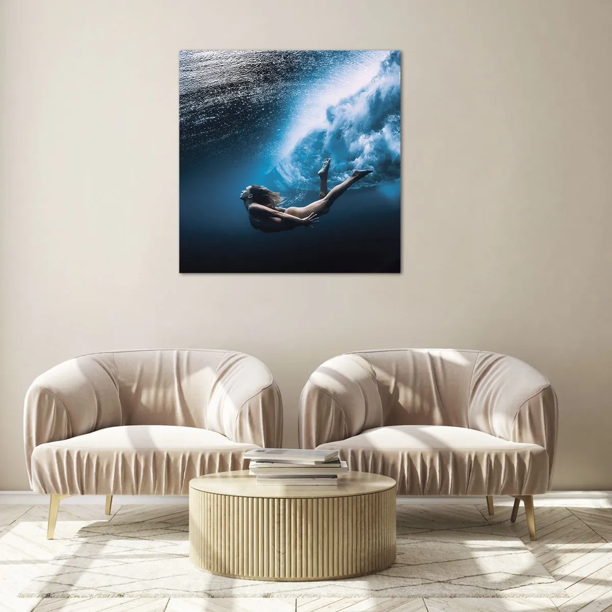 Schilderen op glas - Een moderne zeemeermin - 50x50 cm