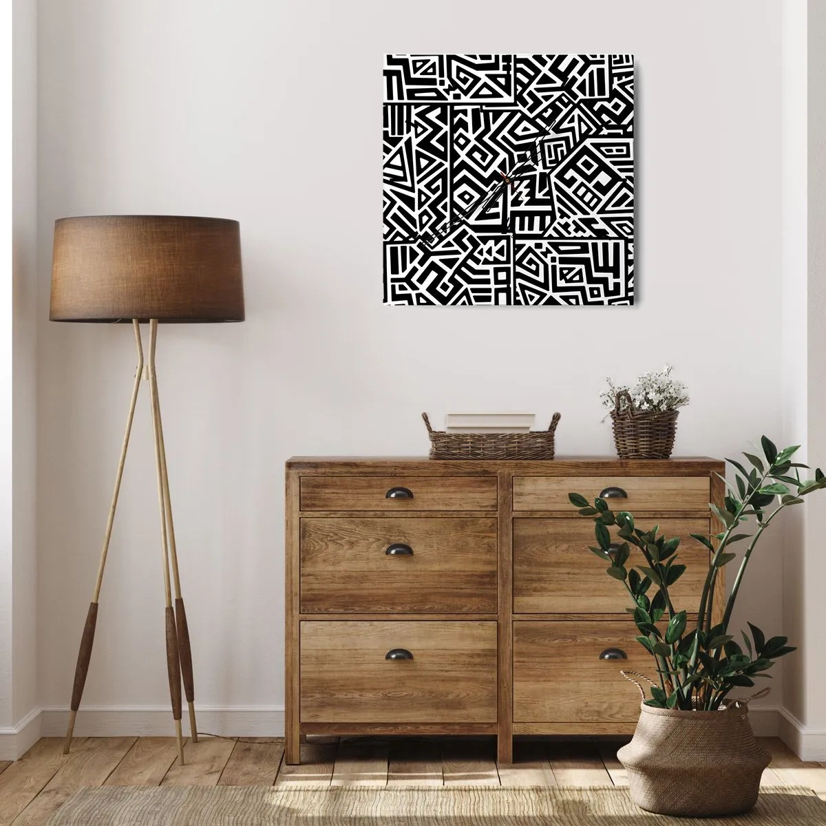 Wandklok - Klok - Pre-Columbiaanse compositie - 40x40 cm