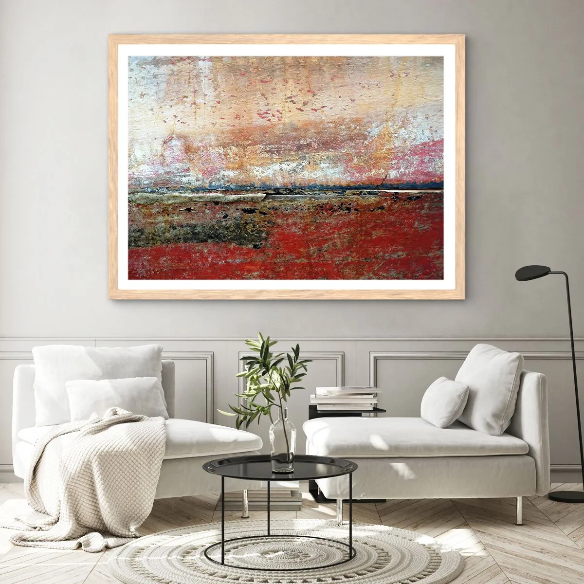 Een poster in een licht eiken lijst - Wellicht is het de zee - 100x70 cm