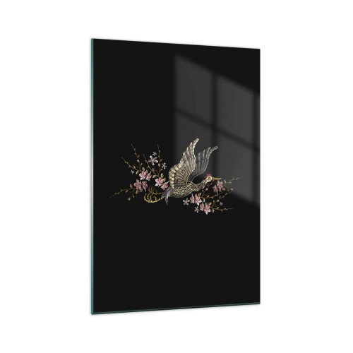 Schilderen op glas - Exotische geborduurde vogel - 70x100 cm