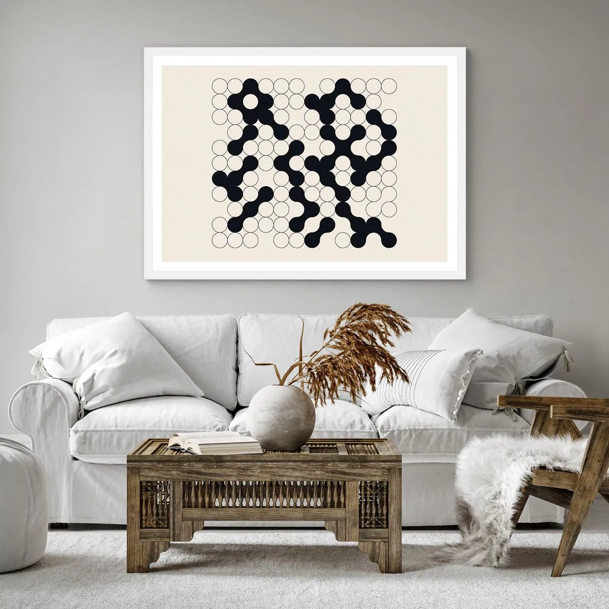 Poster in een witte lijst - Chinees spel – variatie - 60x60 cm