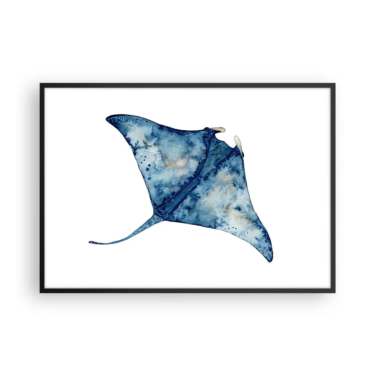 Poster in een zwarte lijst - Leven in blauw - 100x70 cm