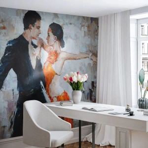 Fotobehang Standard Eco - Expressieve dansers in een dynamische dansroutine - 100x70cm - Dirty dancing - Moderne wanddecoratie voor woonkamer en slaapkamer ARTTOR