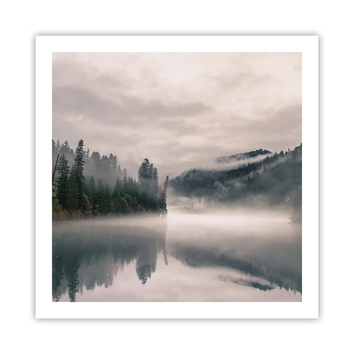 Poster - In reflectie, in de mist - 60x60 cm