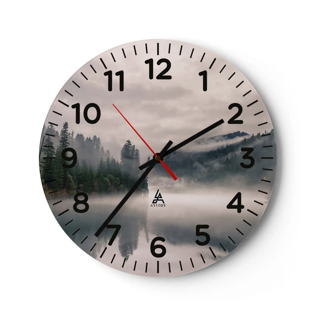 Wandklok - Klok - In reflectie, in de mist - 30x30 cm