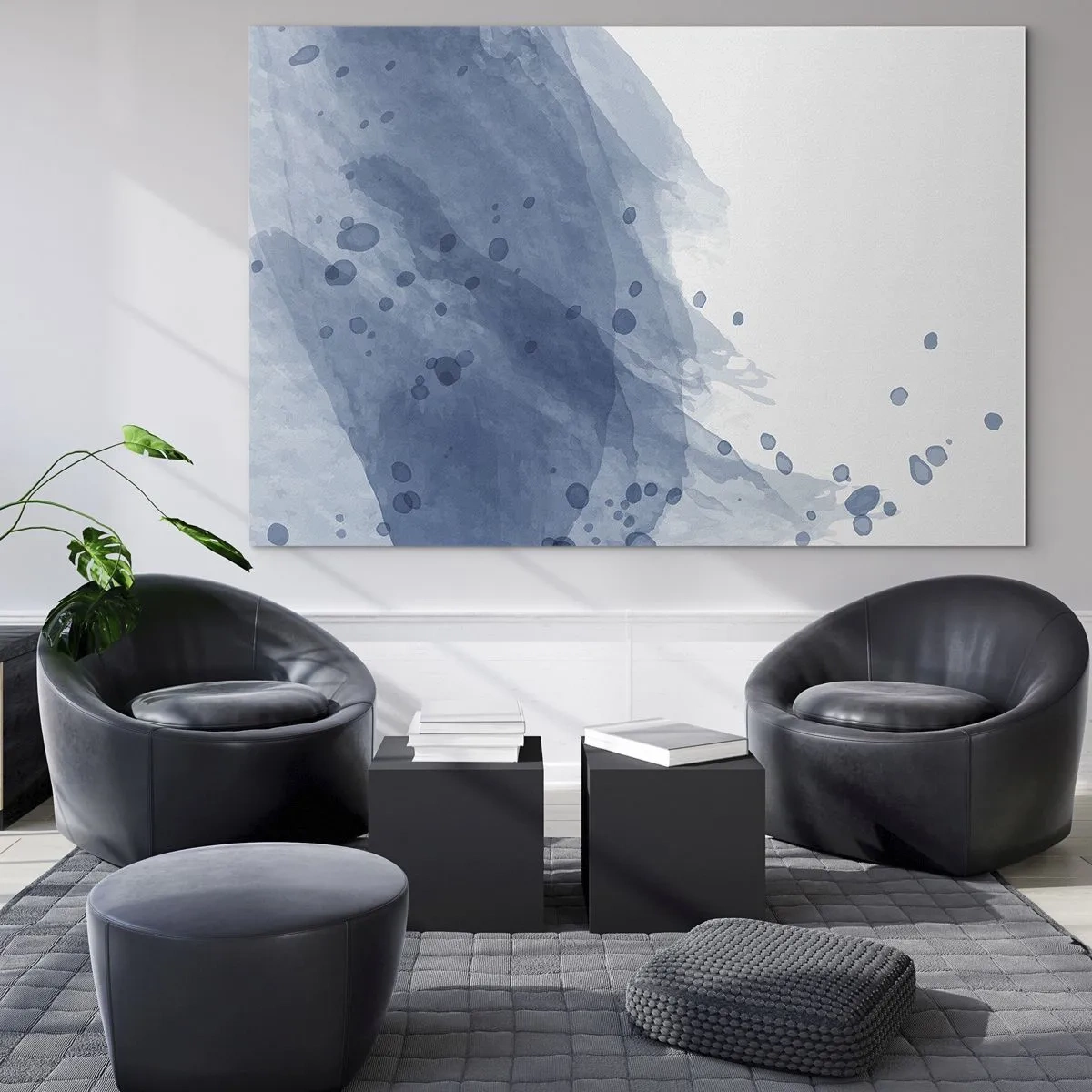 Schilderen op glas - Blauwe tule - 100x70 cm