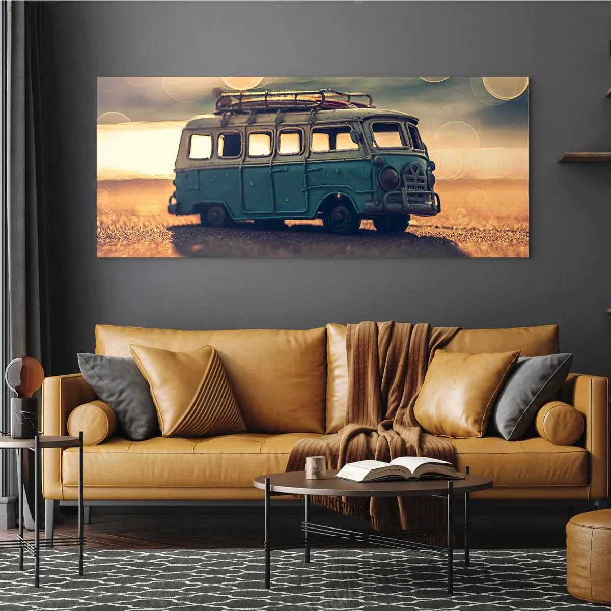 Schilderen op glas - Het einde van idolen: geld en werk - 120x50 cm