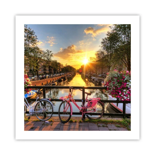 Poster - Lenteochtend in Amsterdam - 50x50 cm