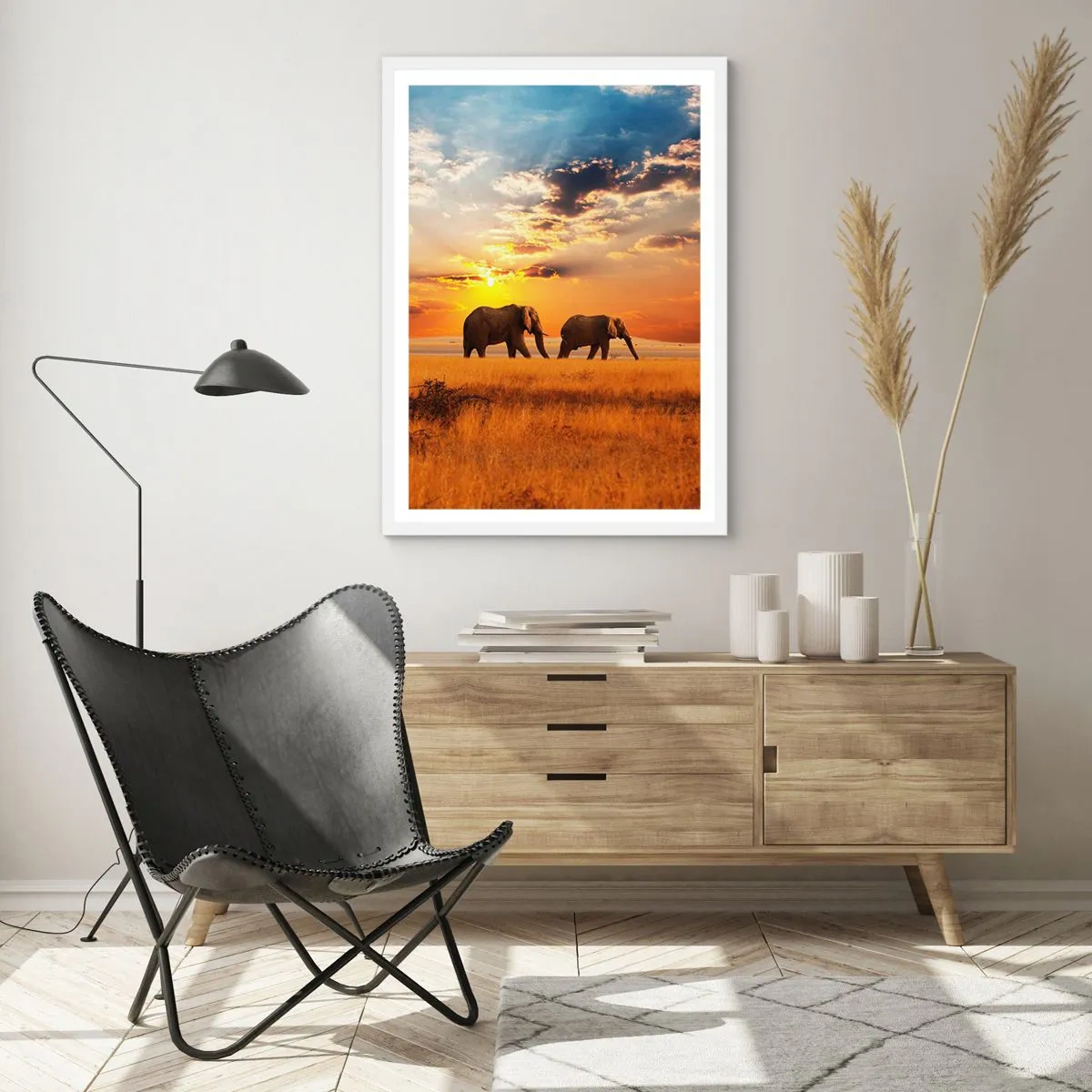 Poster in een witte lijst - Familie wandeling - 70x100 cm