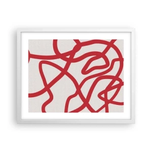 Poster in een witte lijst - Rood op wit - 50x40 cm