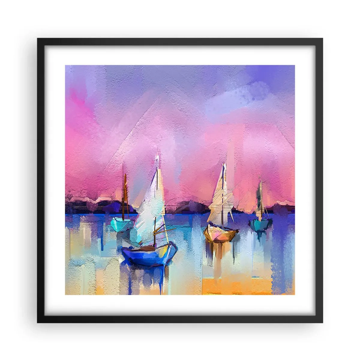 Poster in een zwarte lijst - Richting: breed water - 50x50 cm