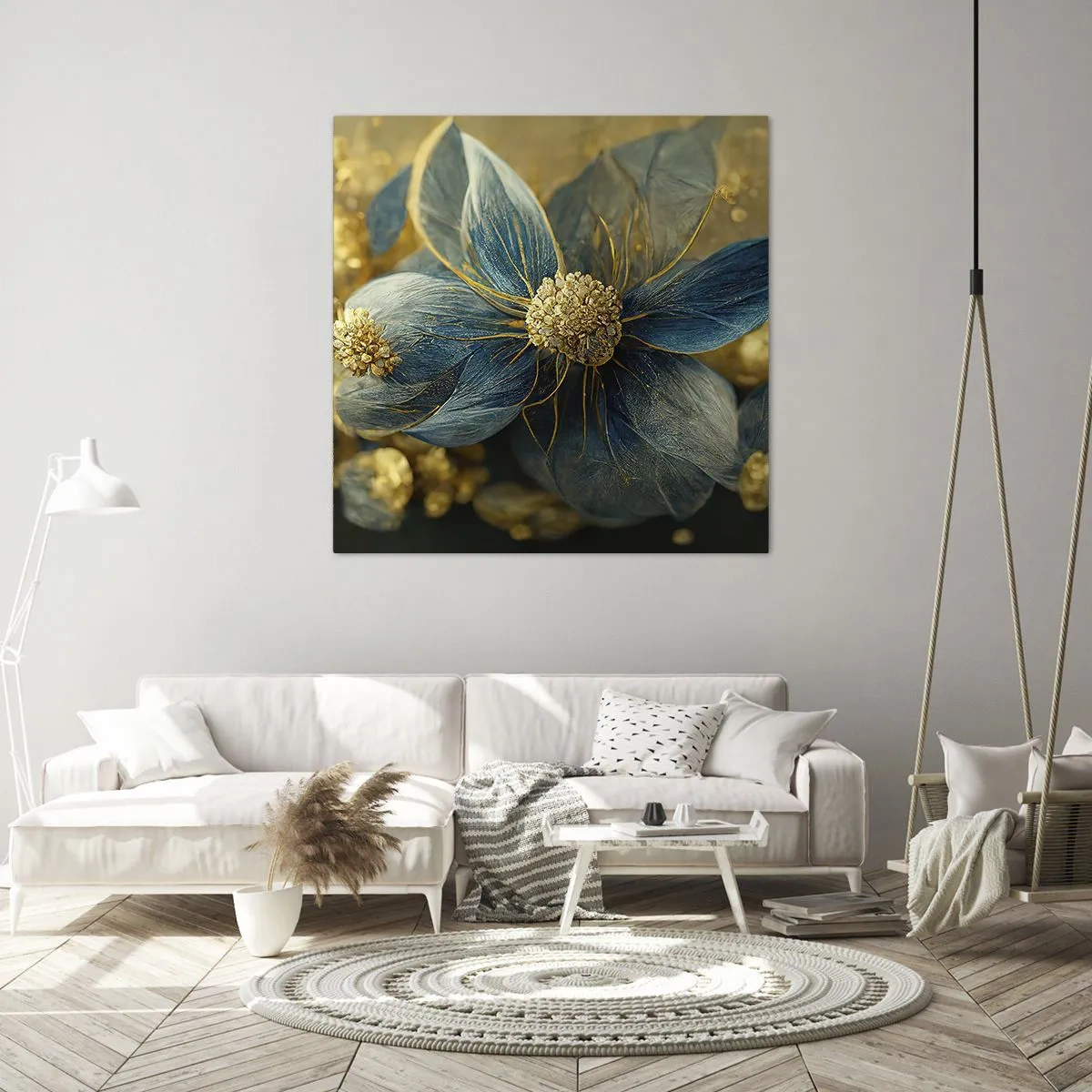 Schilderen op canvas - Bloei met goud - 30x30 cm