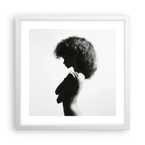 Poster in een witte lijst - Als een bloem op een slanke stengel - 40x40 cm
