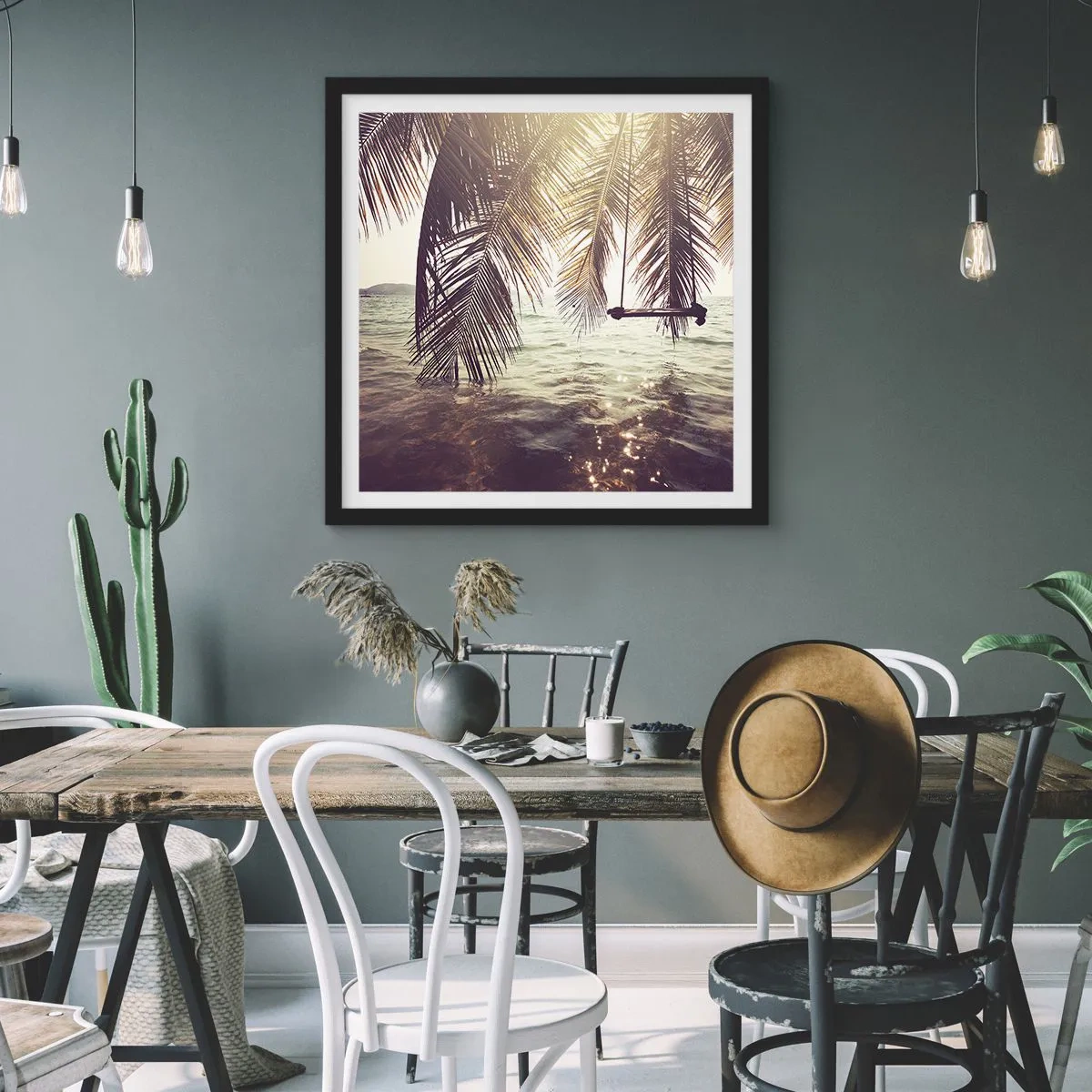 Poster in een zwarte lijst - Je kunt naar believen in de wolken slingeren - 40x40 cm