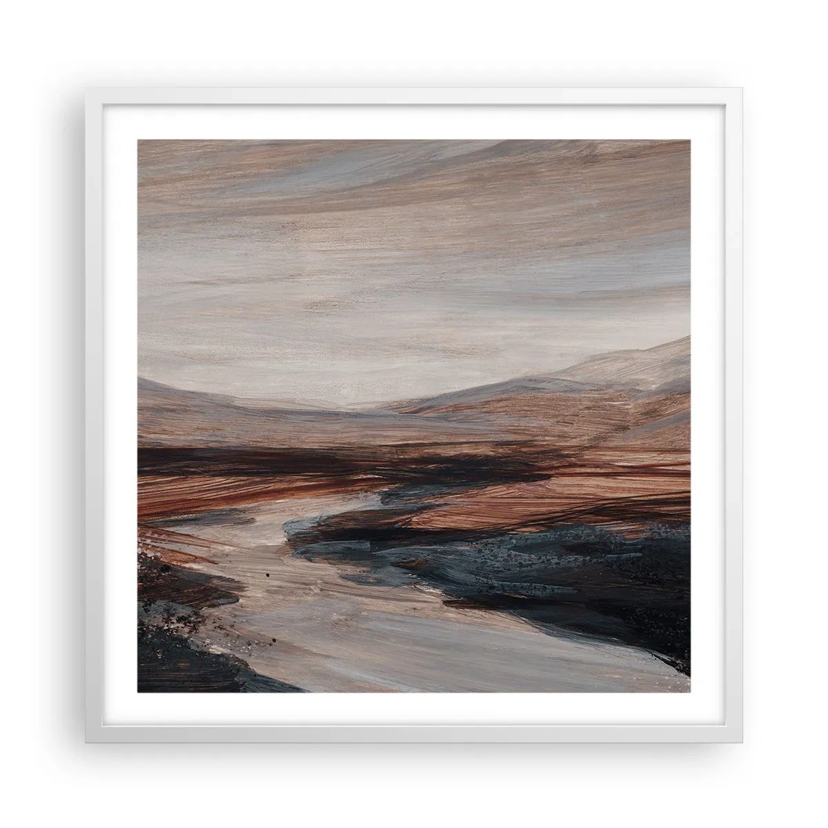 Poster in een witte lijst - Een rustige vallei - 60x60 cm