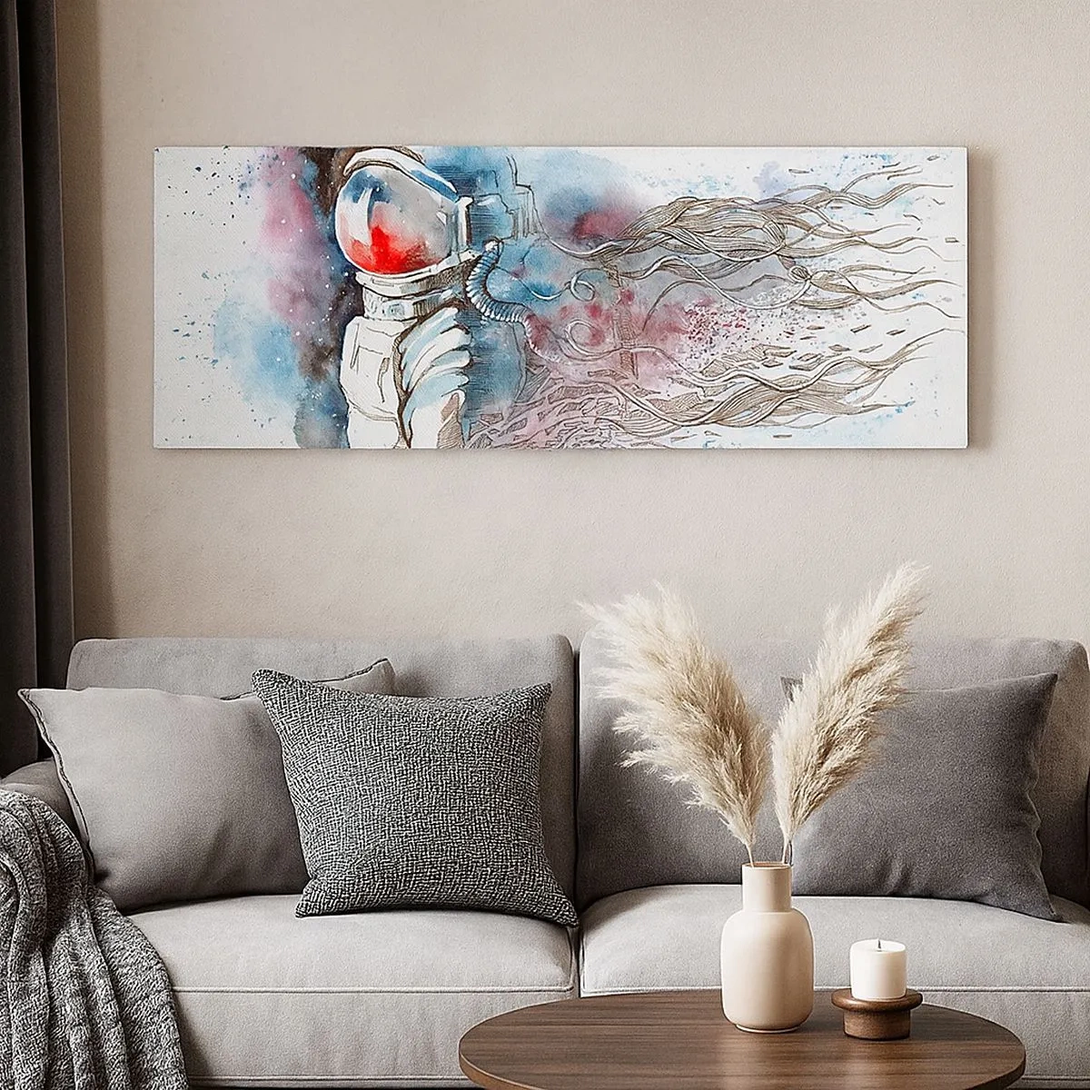 Schilderen op canvas - Alleen met de kosmos - 100x40 cm