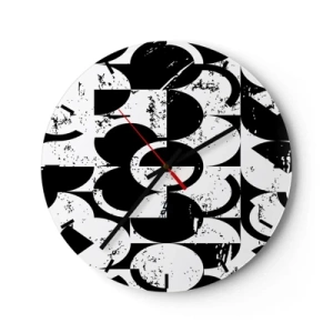 Wandklok - Klok - Een geometrisch zwart-witpatroon met een artistiek karakter - 30x30cm - Wit is wit en zwart is zwart - Moderne wanddecoratie voor woonkamer, keuken en slaapkamer ARTTOR