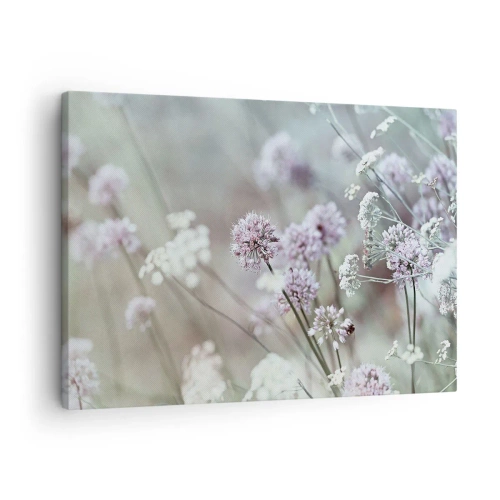 Schilderen op canvas - Delicate bloemen in pasteltinten - 70x50cm - Zoete filigrane kruiden - Moderne wanddecoratie voor woonkamer en slaapkamer ARTTOR