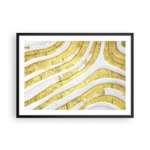 Poster in een zwarte lijst - Compositie in wit en goud - 70x50 cm