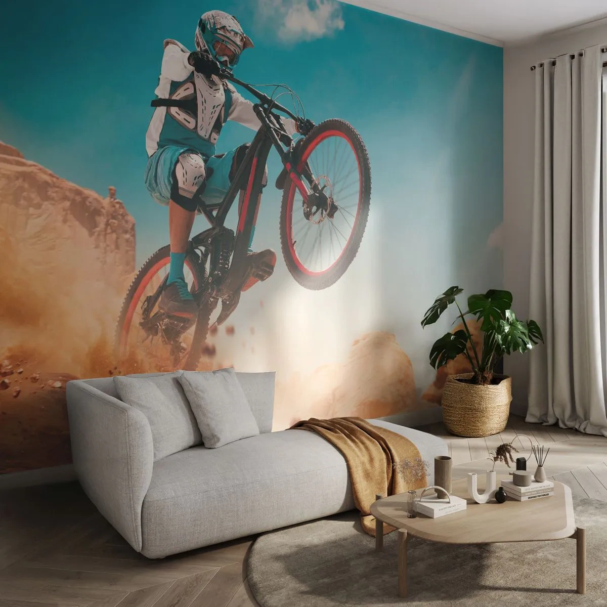 Fotobehang Premium Canvas - Fiets waanzin demon - Fiets, Snelheid, Sportcompetities - 400x280 cm