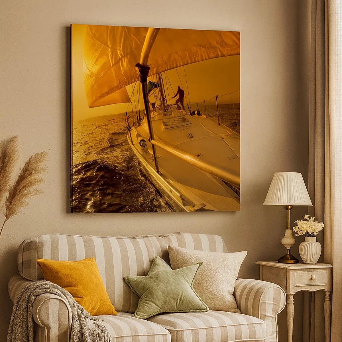 Schilderen op canvas - Een gouden avond na een kleurrijke dag - 30x30 cm