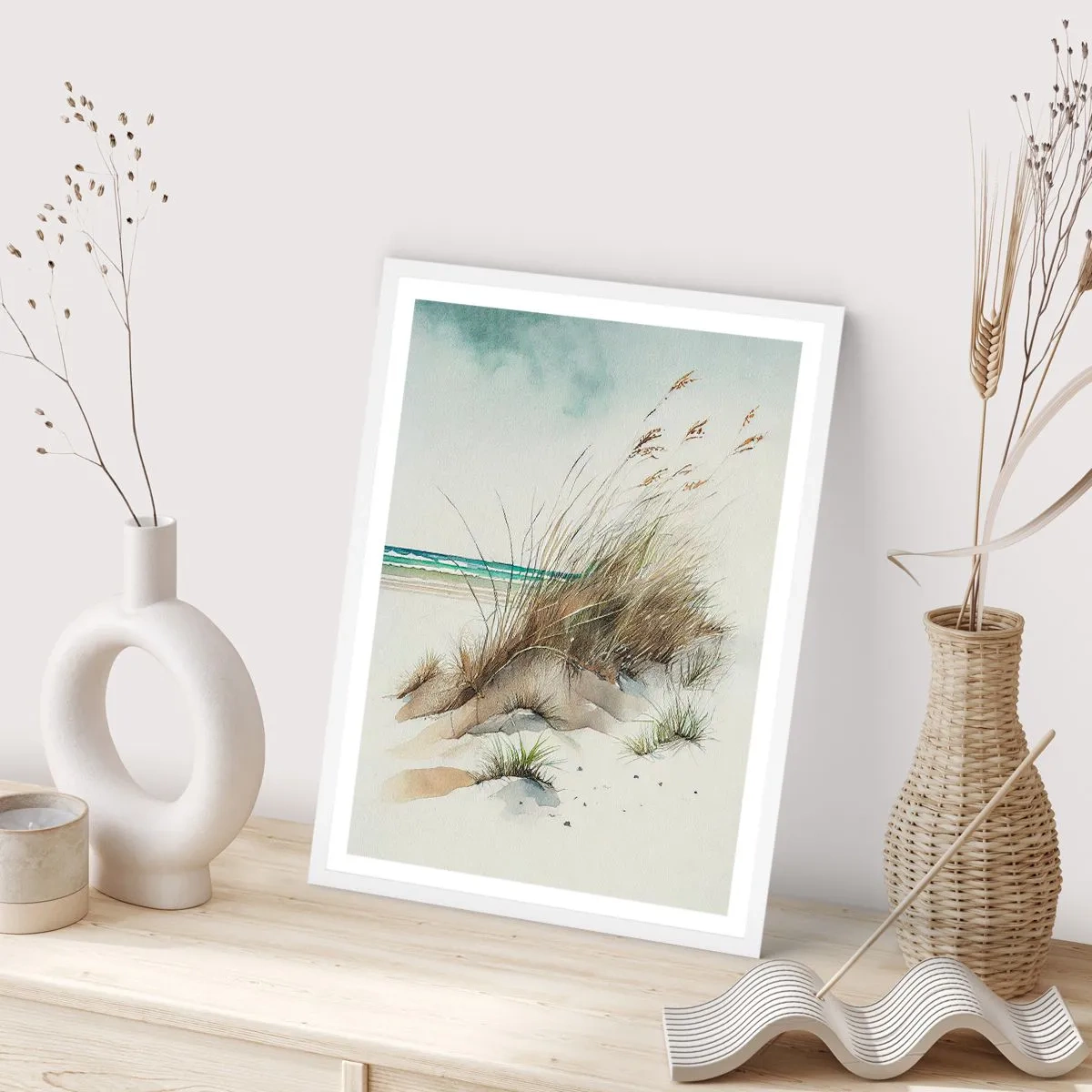 Poster in een witte lijst - Bedekt met zand - 70x100 cm