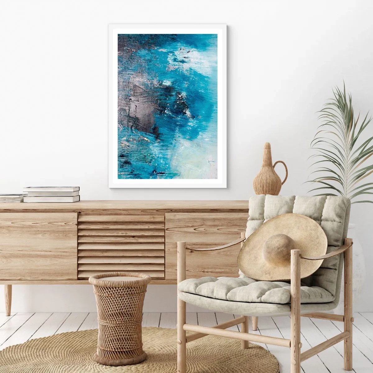 Poster in een witte lijst - Rhapsody in Blauw - 70x100 cm