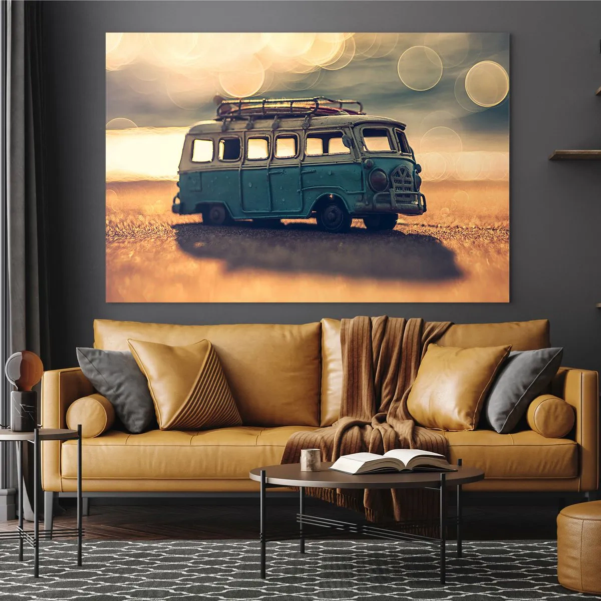Schilderen op glas - Het einde van idolen: geld en werk - 100x70 cm