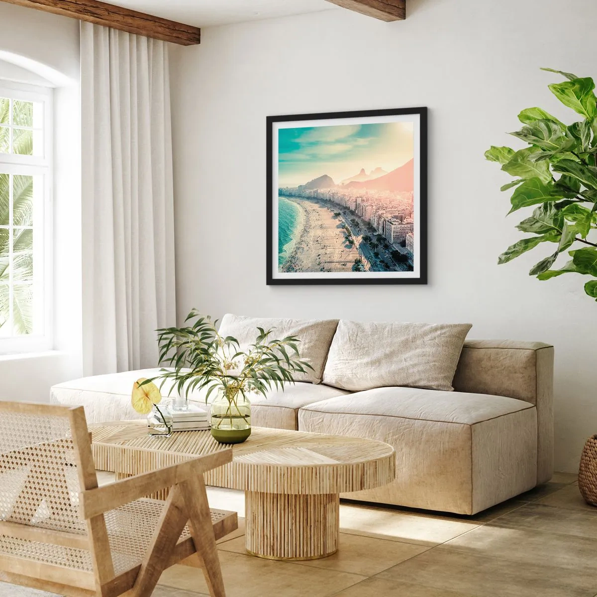 Poster in een zwarte lijst - Eeuwige vakantie in Rio - 50x50 cm