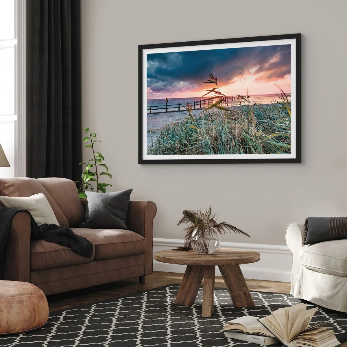 Poster in een zwarte lijst - Het gaat niet met de wind mee - 50x40 cm