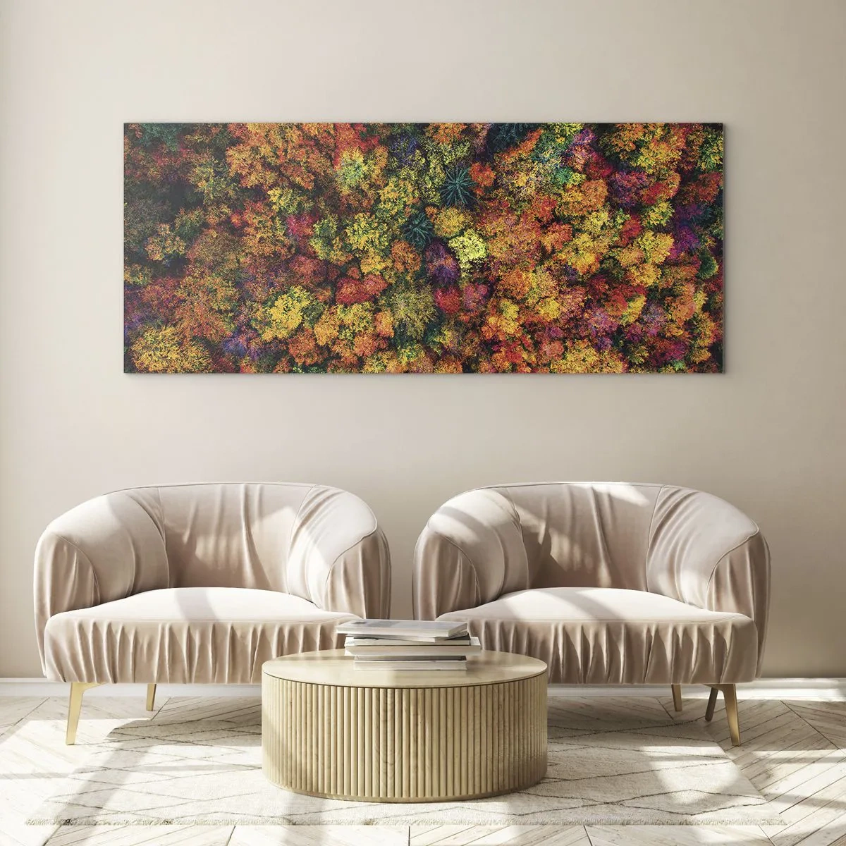 Schilderen op glas - Boeket herfstbomen - 120x50 cm
