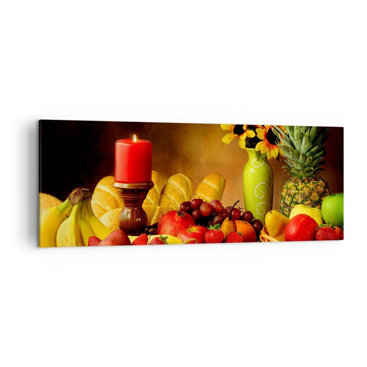 Schilderen op canvas - Stilleven met brood en fruit - 140x50 cm