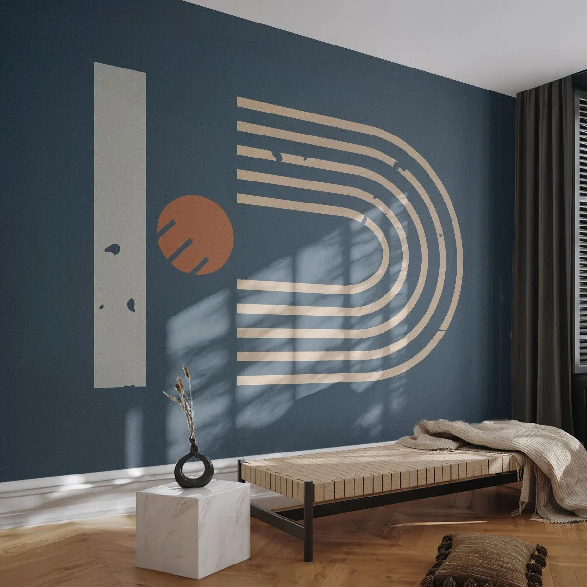 Fotobehang Premium Sand - Geometrie op de granaatappel - Abstractie, Deel, Grafisch - 350x256 cm