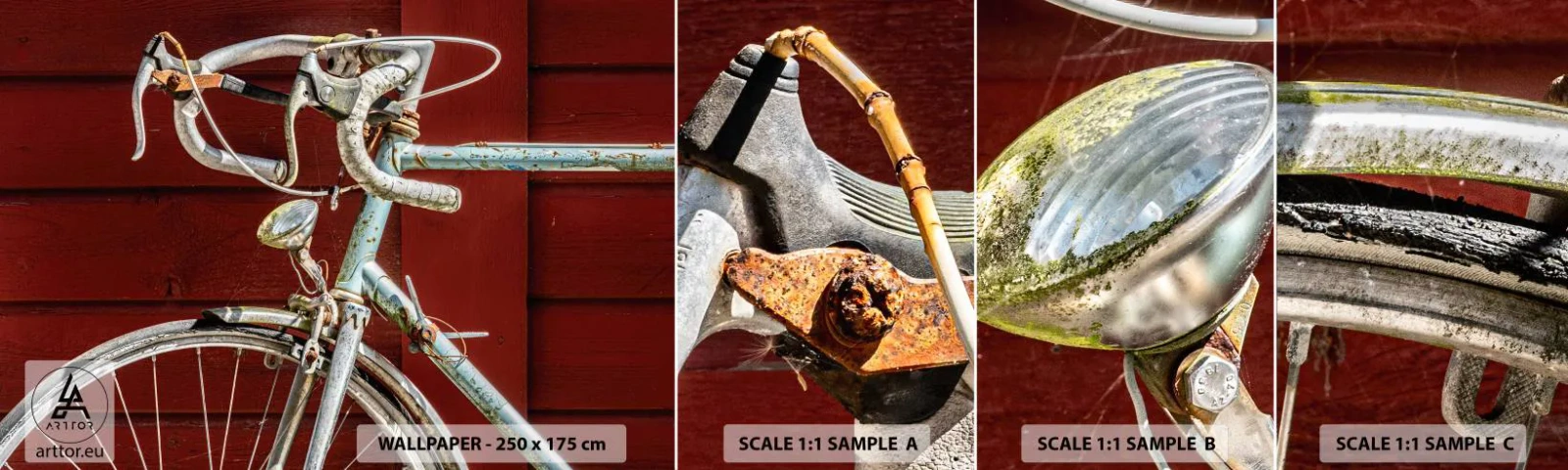 Fotobehang Monster Zelfklevend Deluxe Sticker - Gecreëerd om te winnen - Fiets, Retro, Wielersport - 100x30 cm