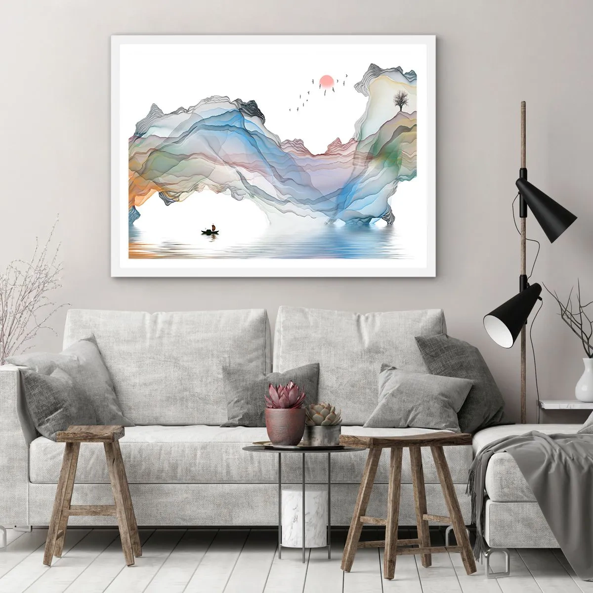 Poster in een witte lijst - Op weg naar de kristallen bergen - 40x30 cm