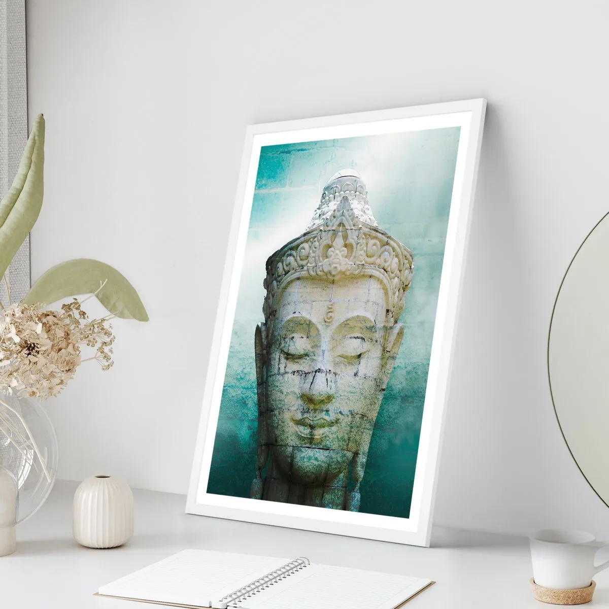 Poster in een witte lijst - Op zoek naar het licht - 70x100 cm